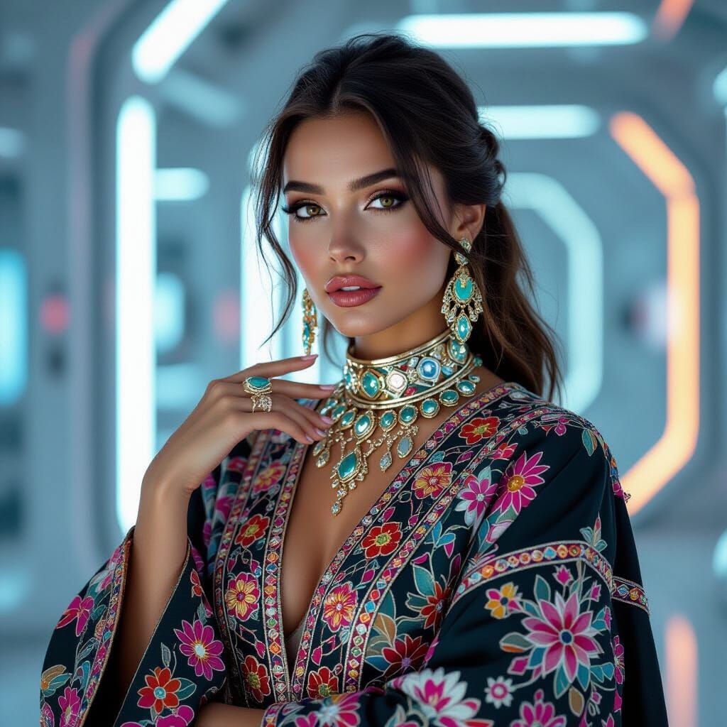 Hyperrealistic Woman in Futuristic Jewelry