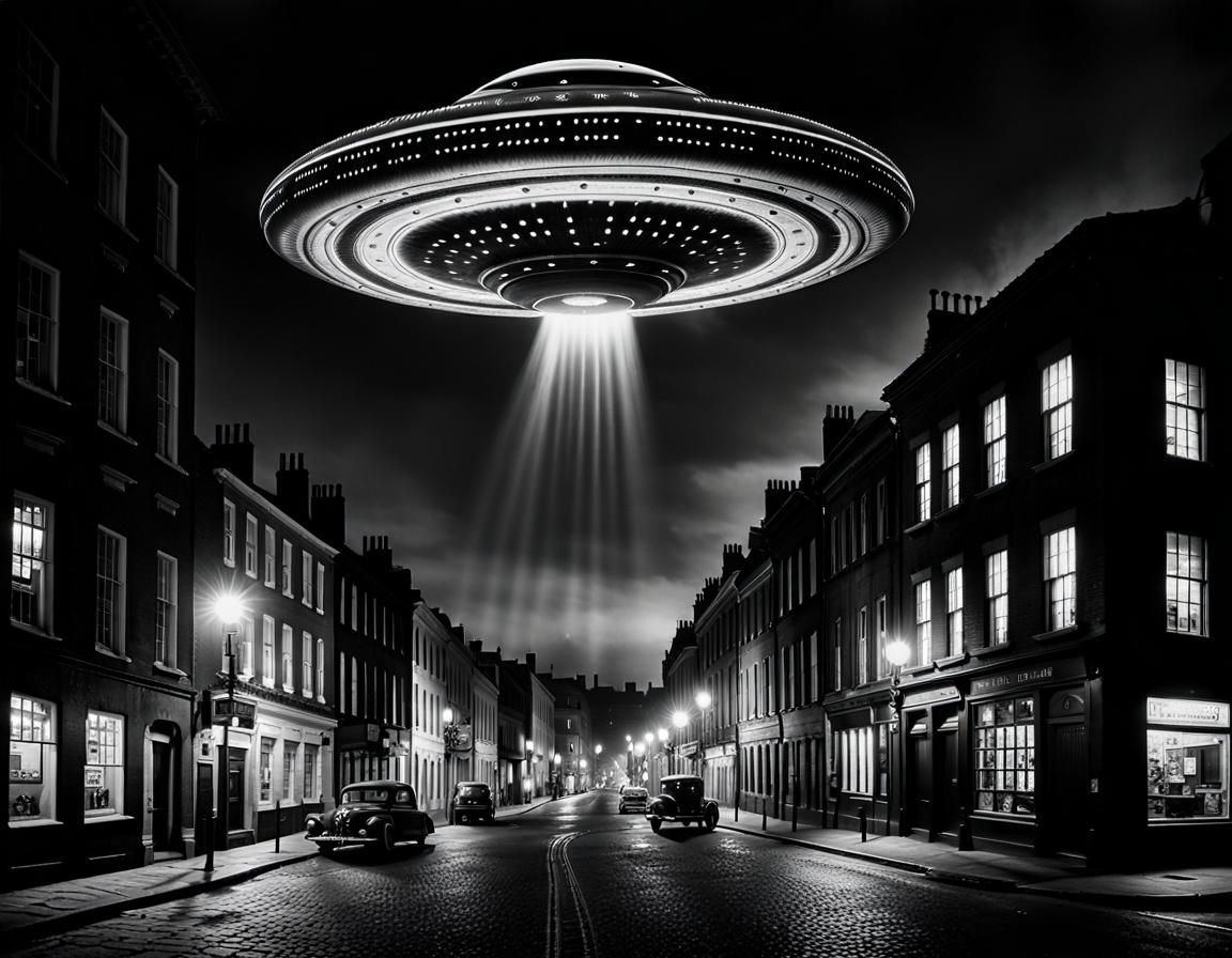 UFO Over 18th Century City: 1900s Photography