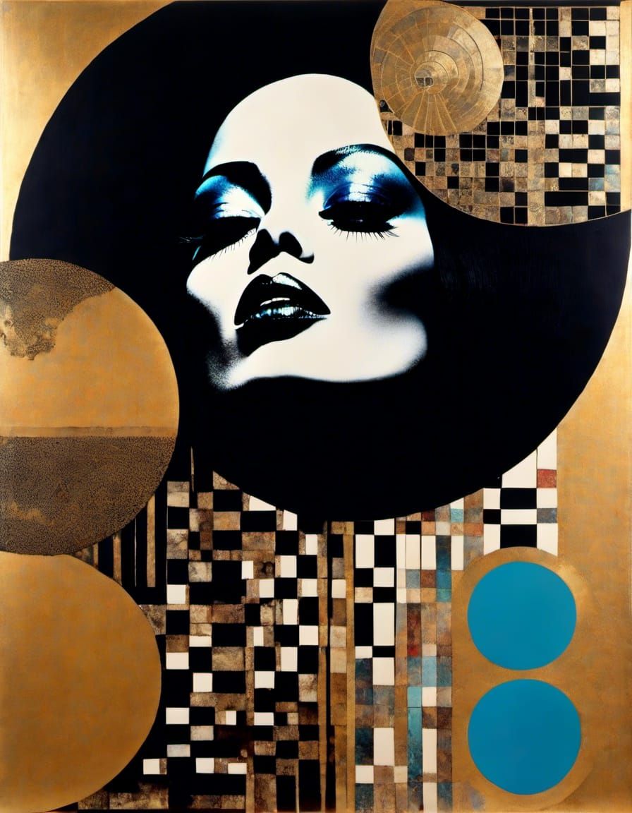 Diana Ross Dadaist Portrait with Tattoo Collage