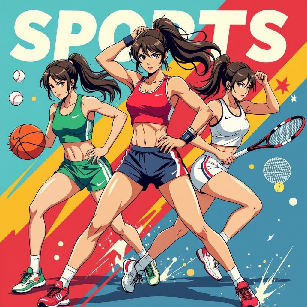 Women's Sports Poster: Bold Graphics & Dynamic Poses