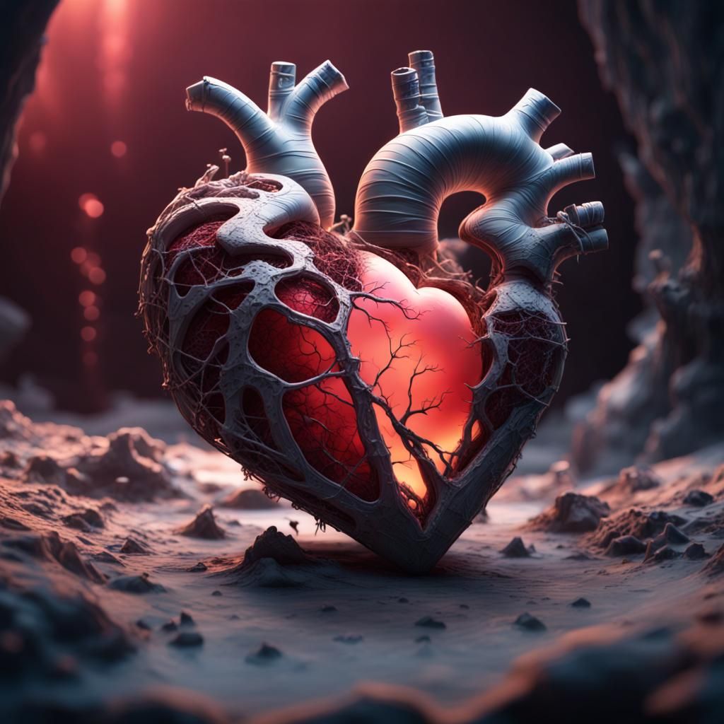 Calcified Heart on Love Poem: Detailed Matte Painting