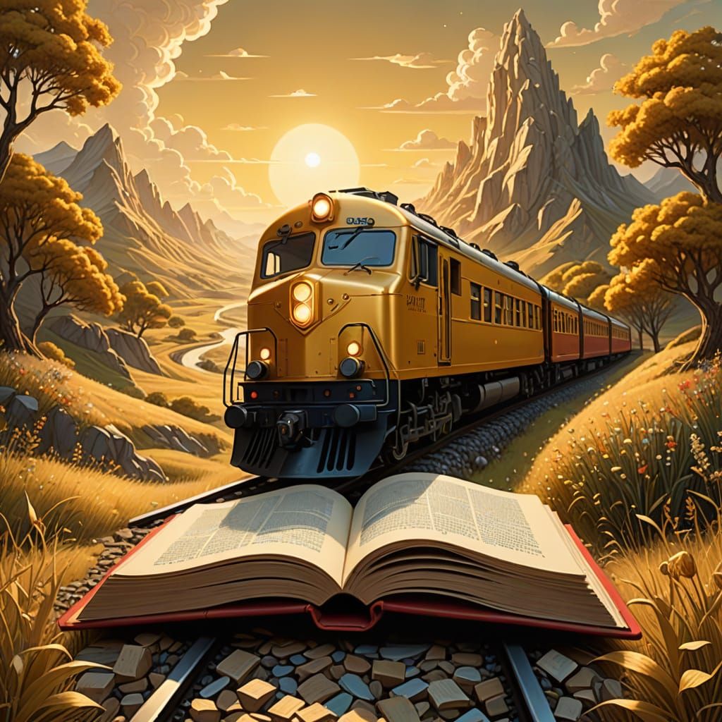 Surreal Self-Help Book Train Journey