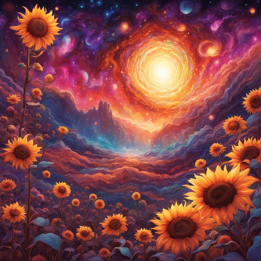 Cosmic Sunflowers Converge on a Blazing Horizon