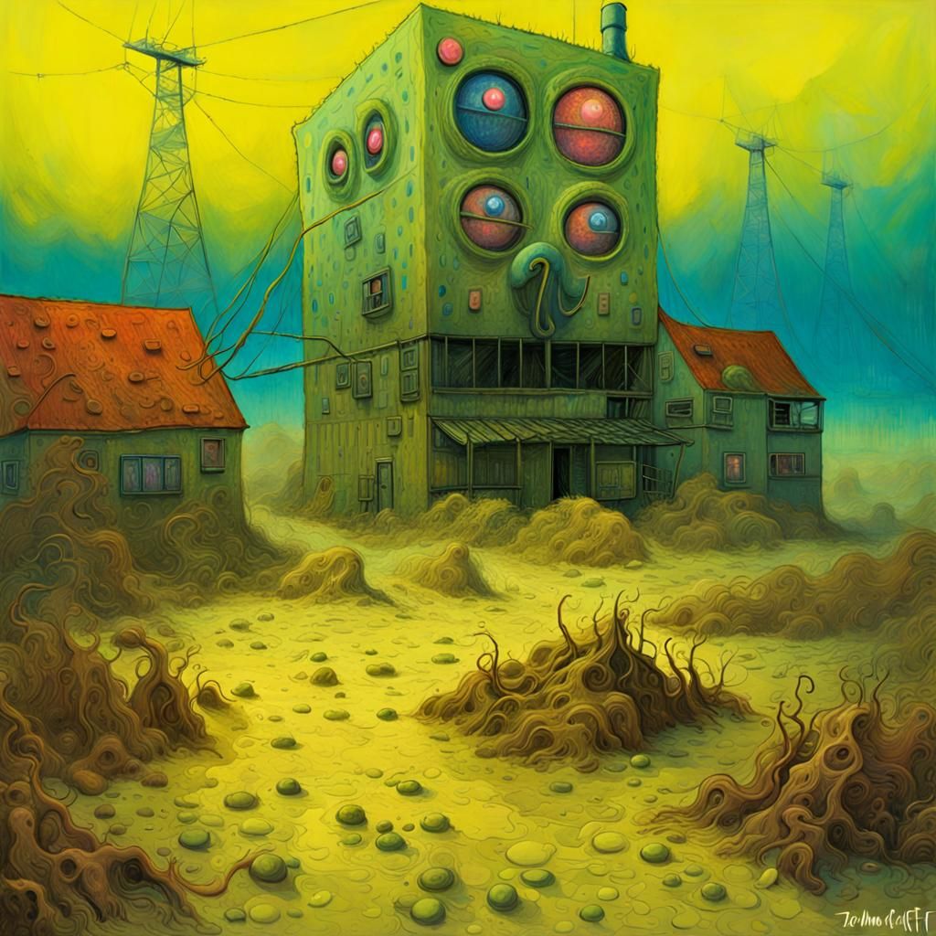 Mutated Spongebob in Chernobyl: Sinister Pop Art