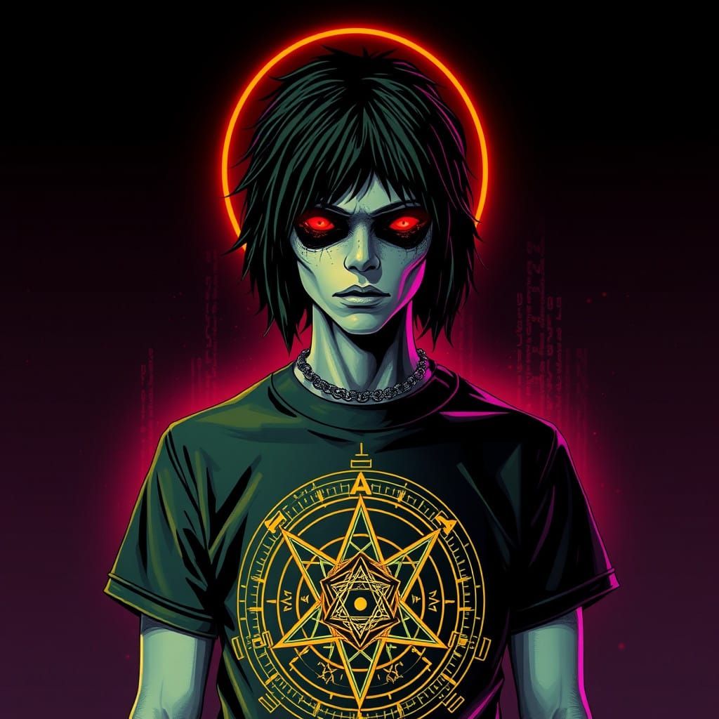 cybersigilism, T-shirt design, enigmatic, emo, alpha