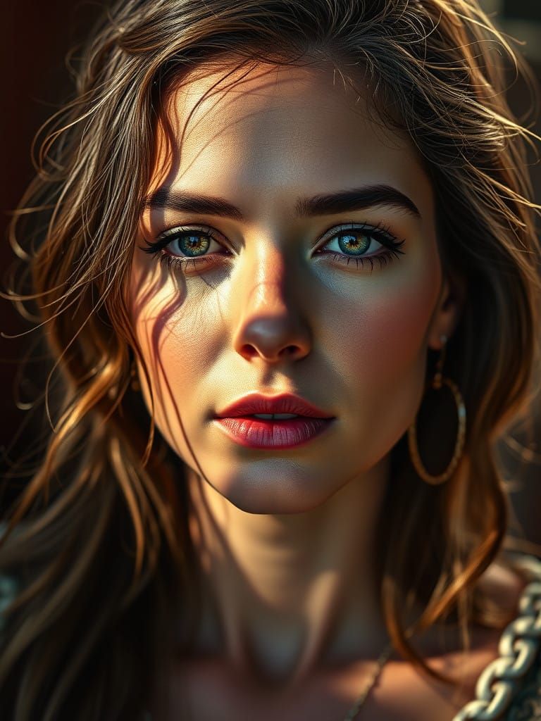 Epic Woman in Hyperrealistic Oil Painting Style