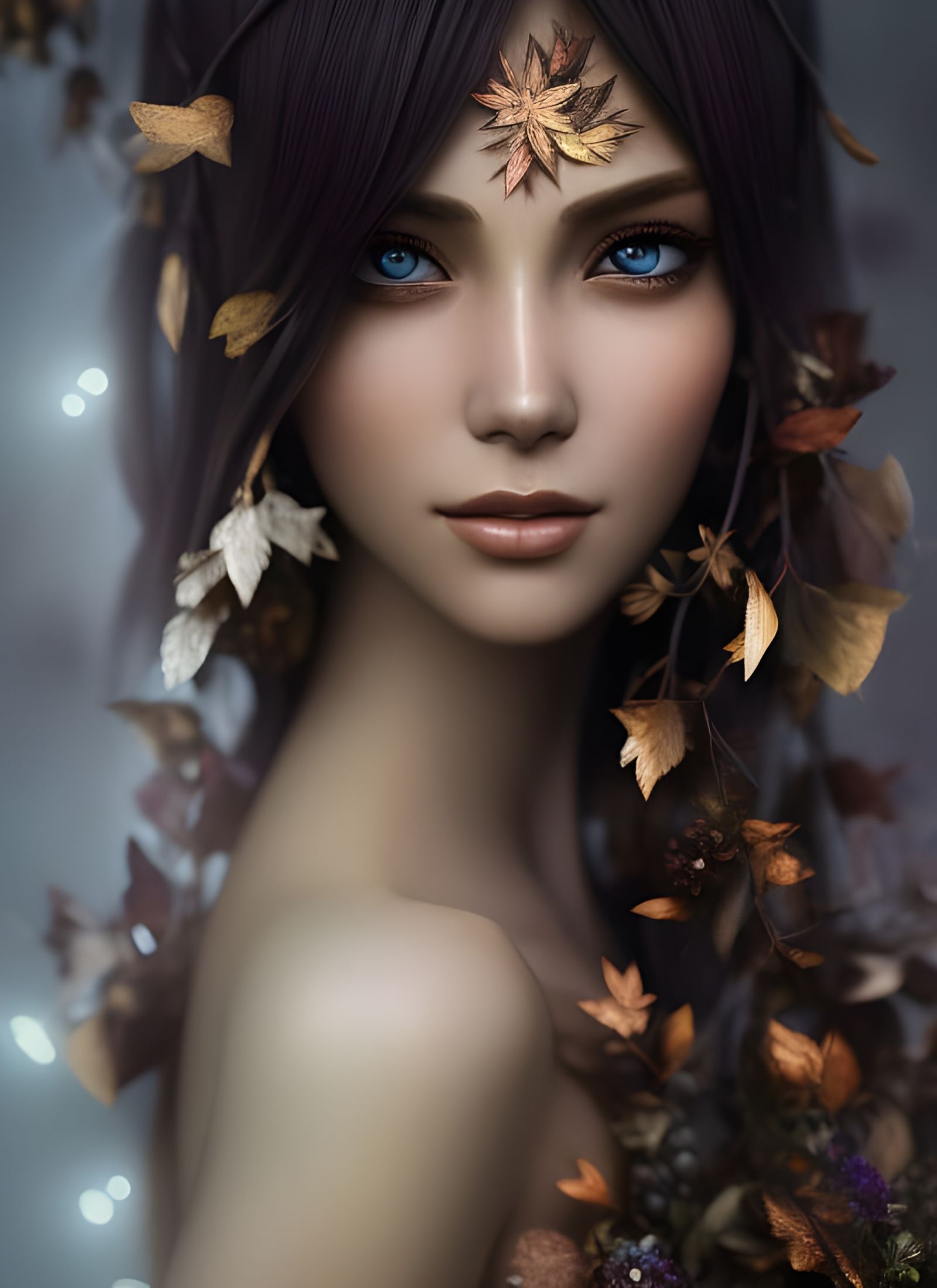 Beautiful Wood Elf Portrait in Ghibli Style