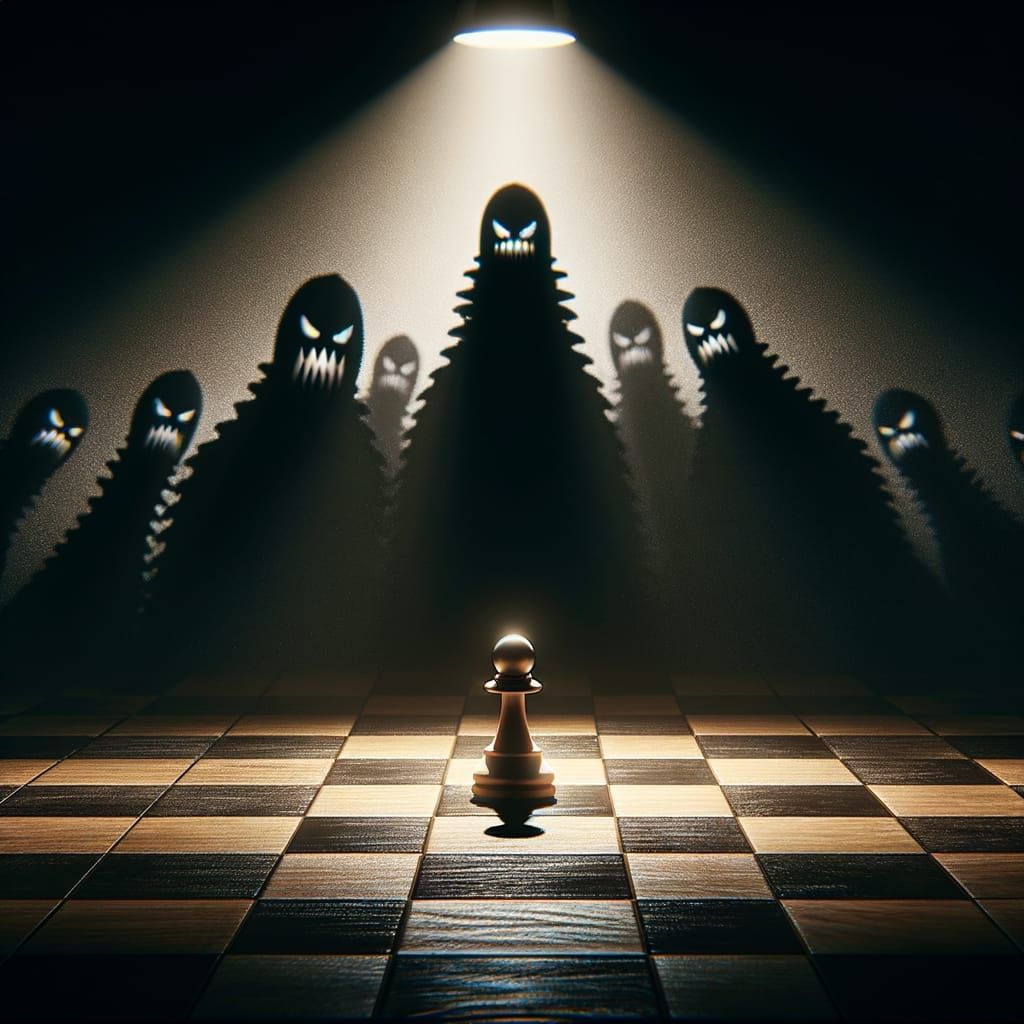 Isolation Tactic Visualized: Solo Chess Piece in Spotlight