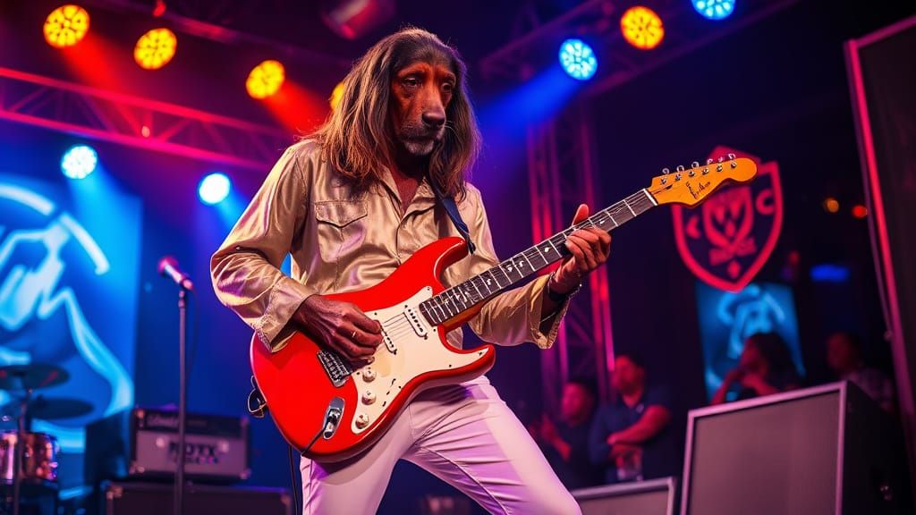 Afghan Hound Rock Star Guitarist