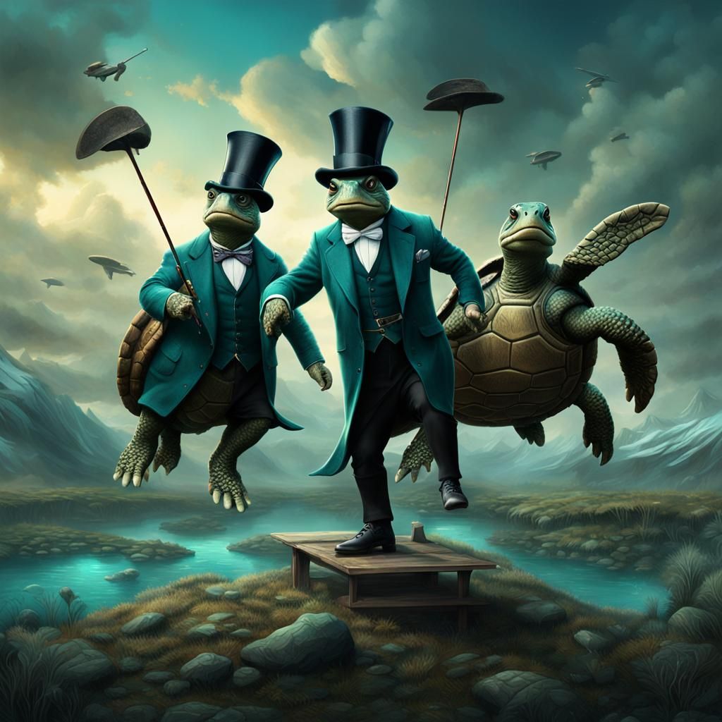 turtles tap dancing in top hats