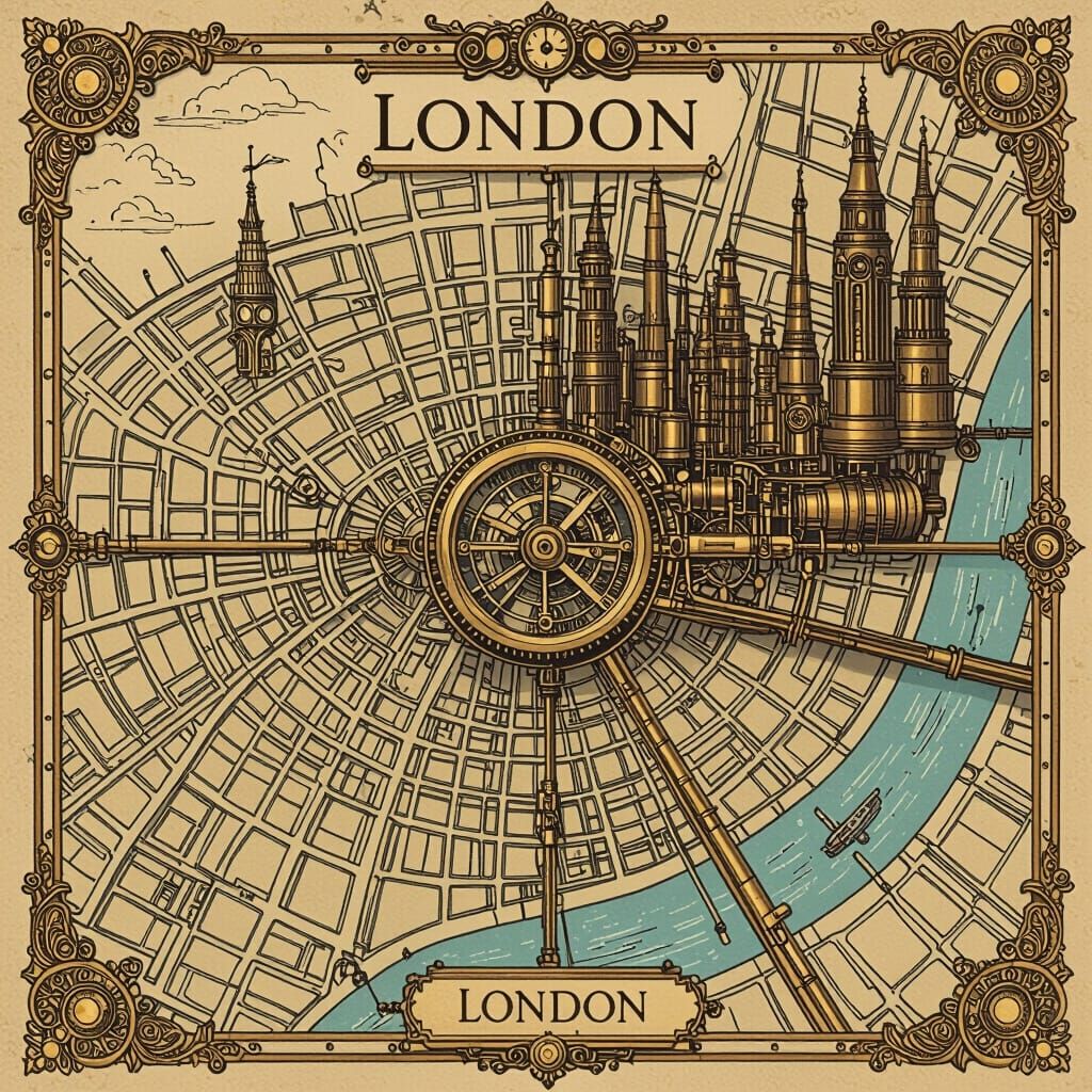 Steampunk 2D Map of 1890s London
