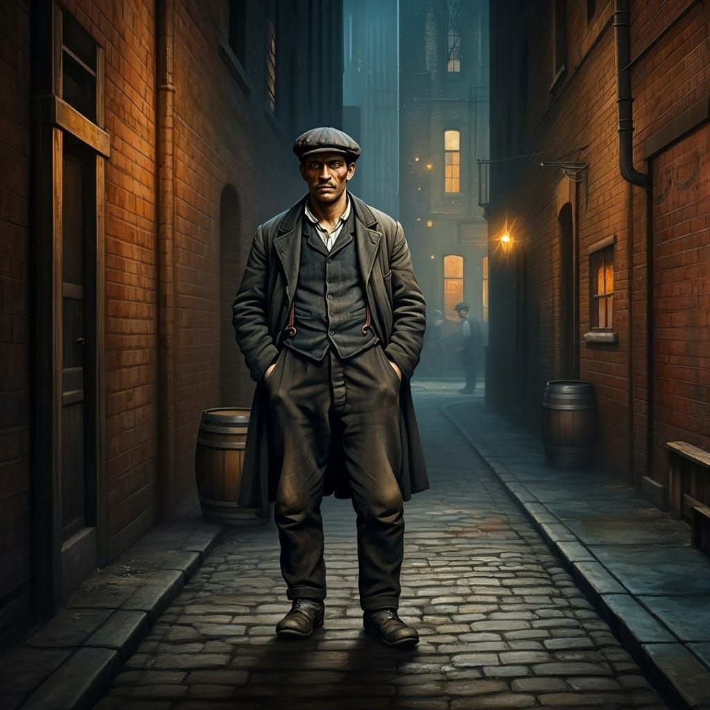 19th Century Gang Member in Moody Oil Painting Style
