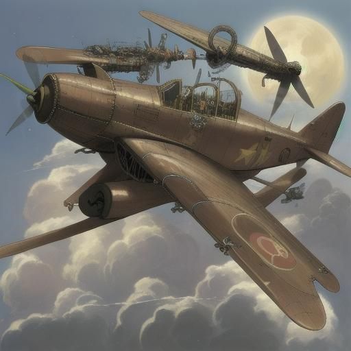 Steampunk Bomber Plane in Anime Style