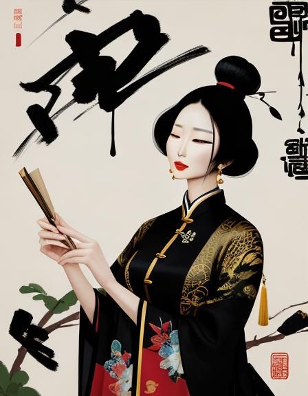 Woman in Wu Guanzhong Abstract Style