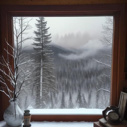 Cozy Winter Cabin in Snowy Woods