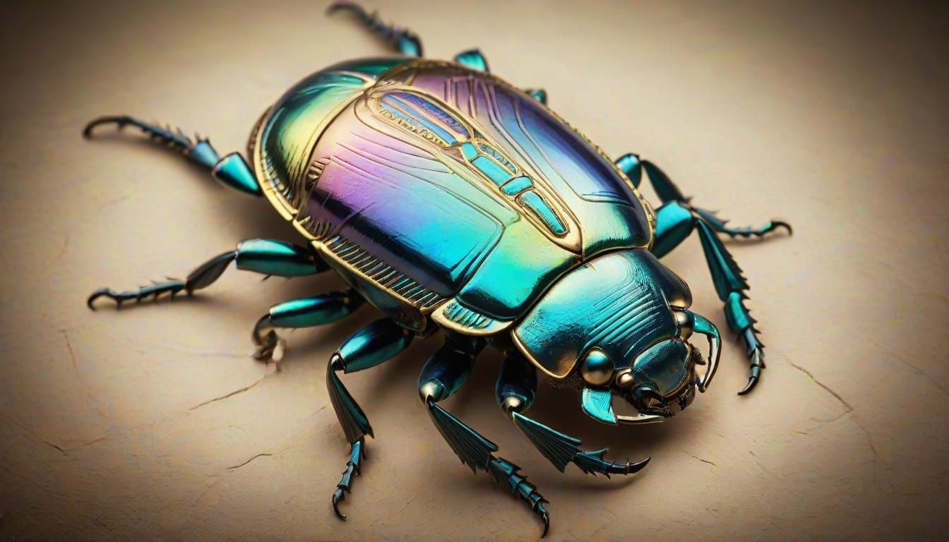 Ancient Egyptian Scarab Beetle in Iridescent Glory