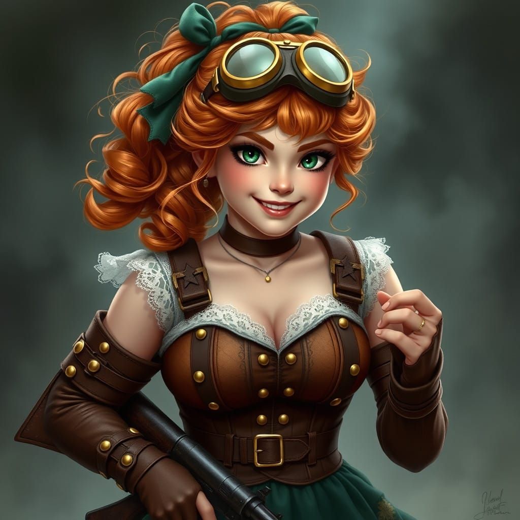 Ethereal Fantasy Woman in Corset and Harness