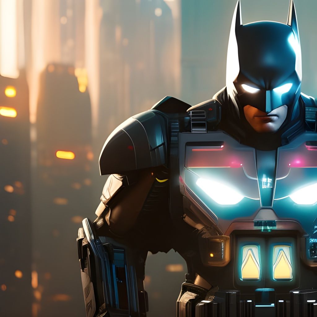 Cyberpunk Batman Portrait in Detailed Matte Painting
