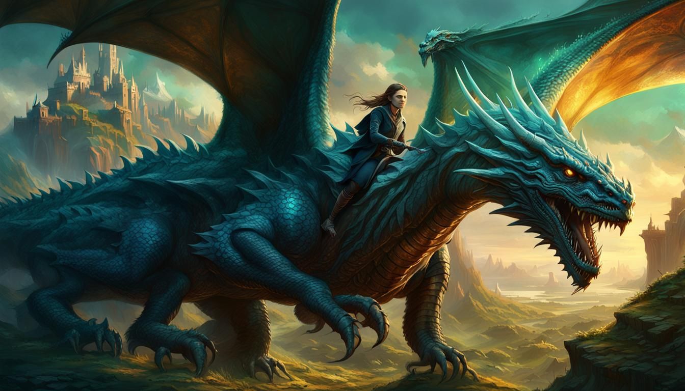 Anya Taylor-Joy Rides a Dragon in Dark Fantasy Art