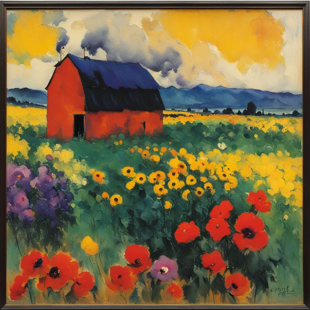 Expressive Abstract Landscape in Expressionist Style