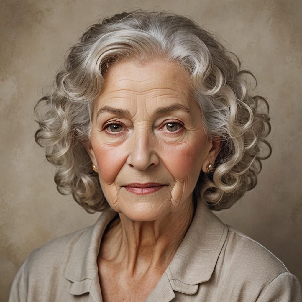 Beautiful Elderly Woman in Anime Key Visual Style