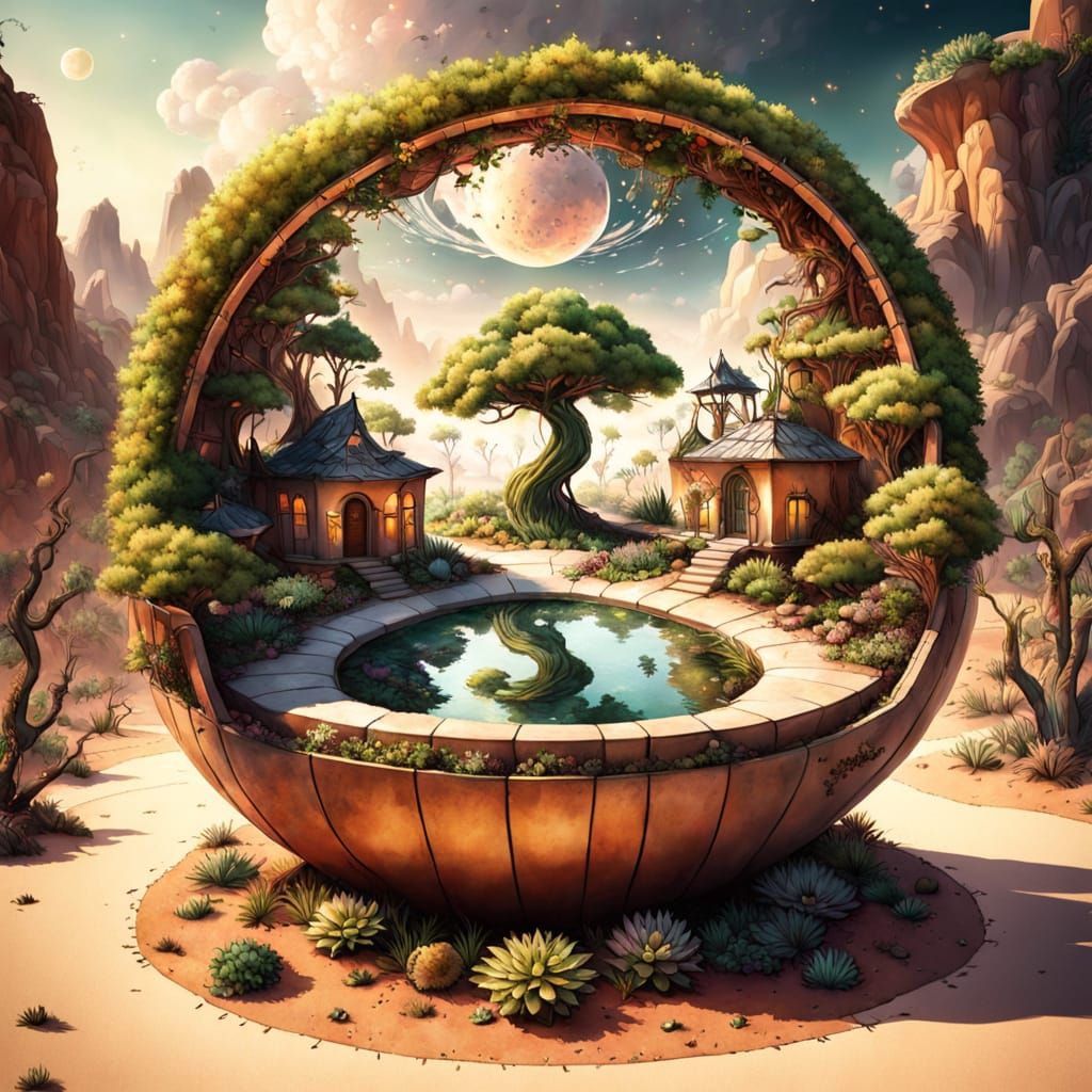 Surreal Dreamscapes within Ancient Cosmic Gateways