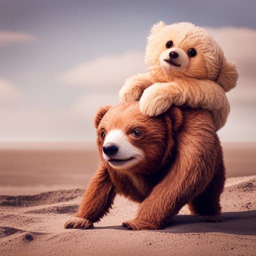 Teddy Sloth Rides on Boy's Back