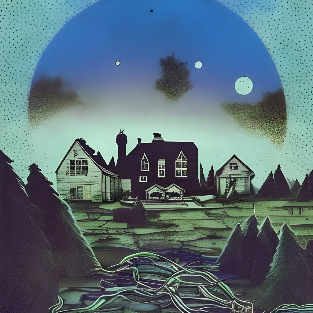 Fancy Farmhouse on the Edge in Sci-Fi Horror Style