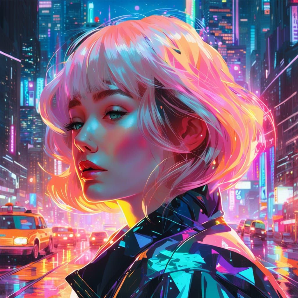 Surreal Landscape with Neon Colors in Digital Art