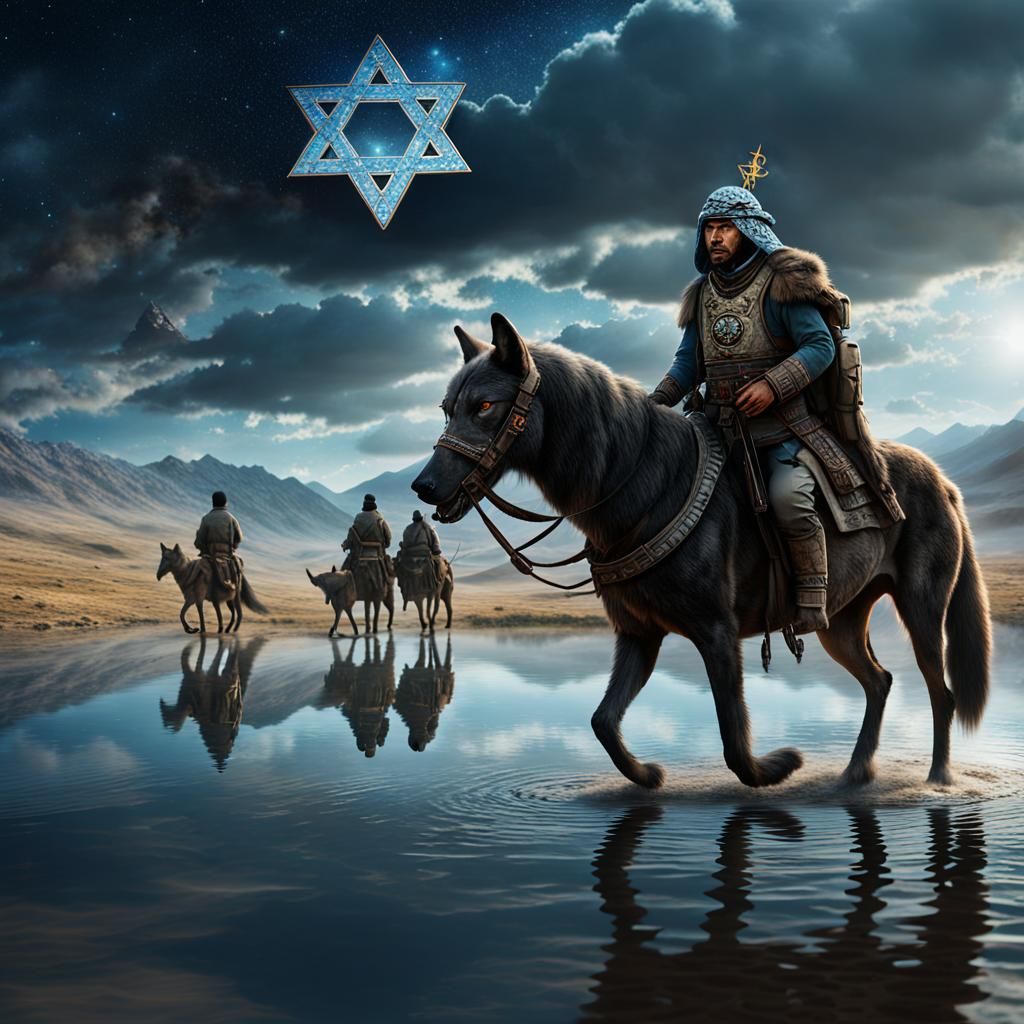 Asian Steppe Cavalry with Wolf and Star