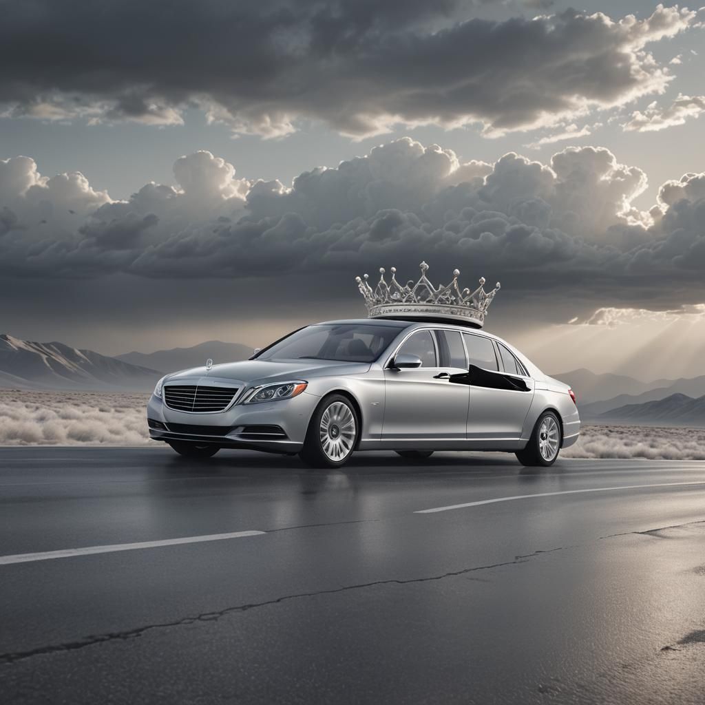 Elegant Car Crowned in Silver: Digital Art