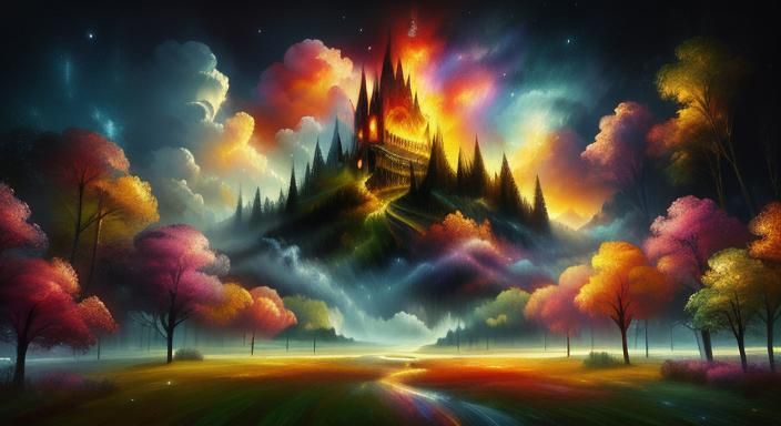 Dreamscape in Expressionist Neo-Impressionism Style