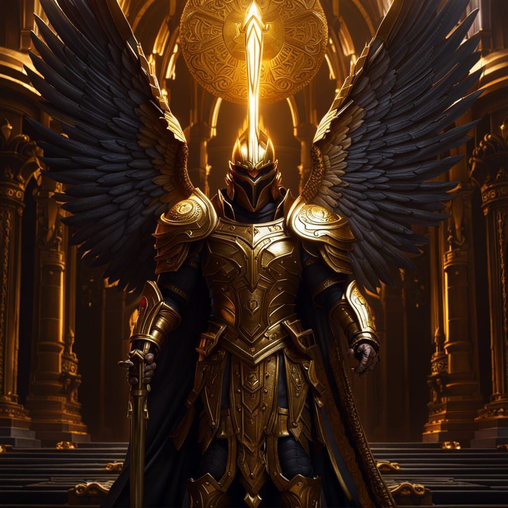 Archangel Lucifer at Heaven's Gate in Dark Fantasy Style