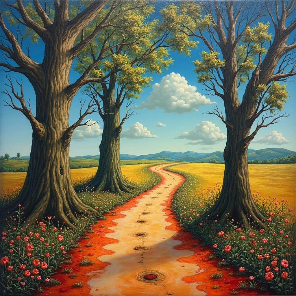 Surreal Country Lane in Dali Style