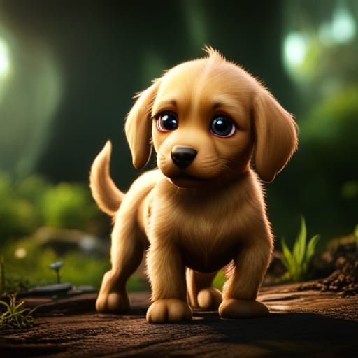 Adorable Puppy in Detailed Matte Painting