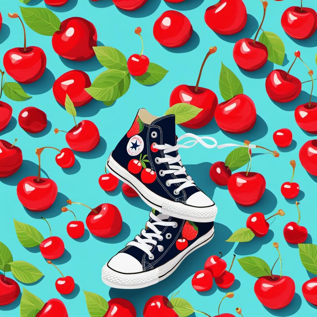 Cherry Design High Top Converse Shoes