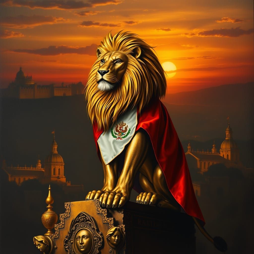 Chrome Lion with Peruvian Cape in Dutch Masters Style