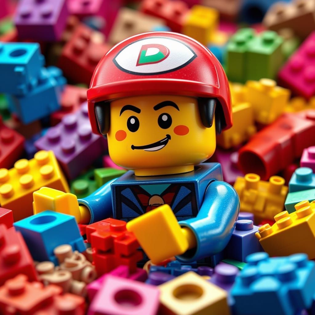 LEGO Minifigure 'D' in Stylized Digital Art
