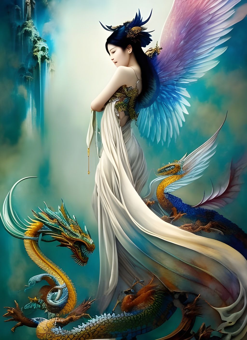 Dragon Queen with Baby Dragons: Fantasycore Art