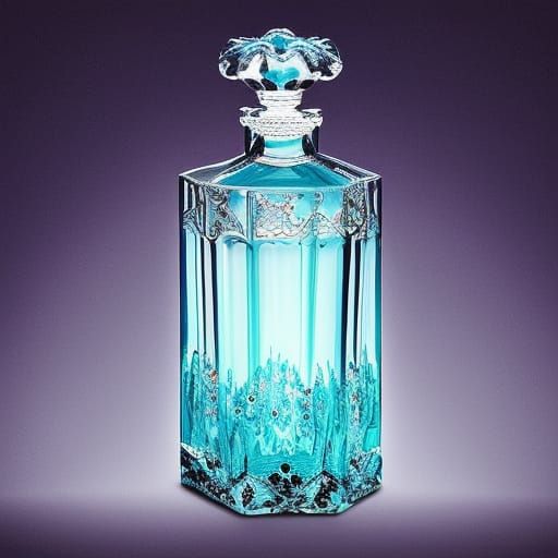 Crystal Decanter with Blue Liquid: Digital Painting