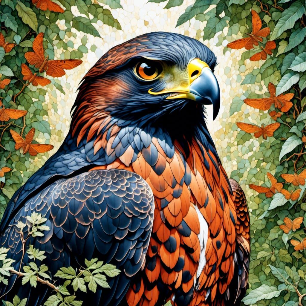 Fantasy Harris Hawk Collage Art Illustration
