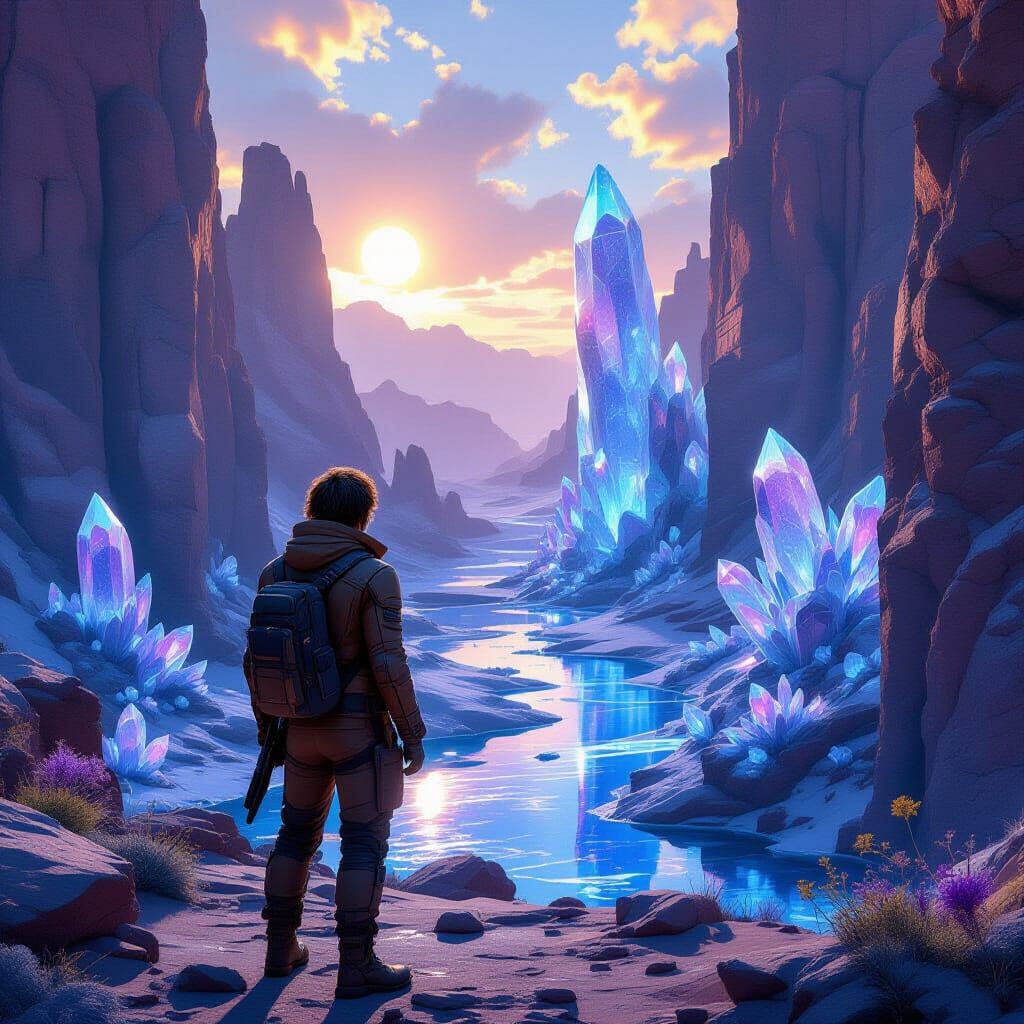Crystalline Canyon Vista on Alien Planet