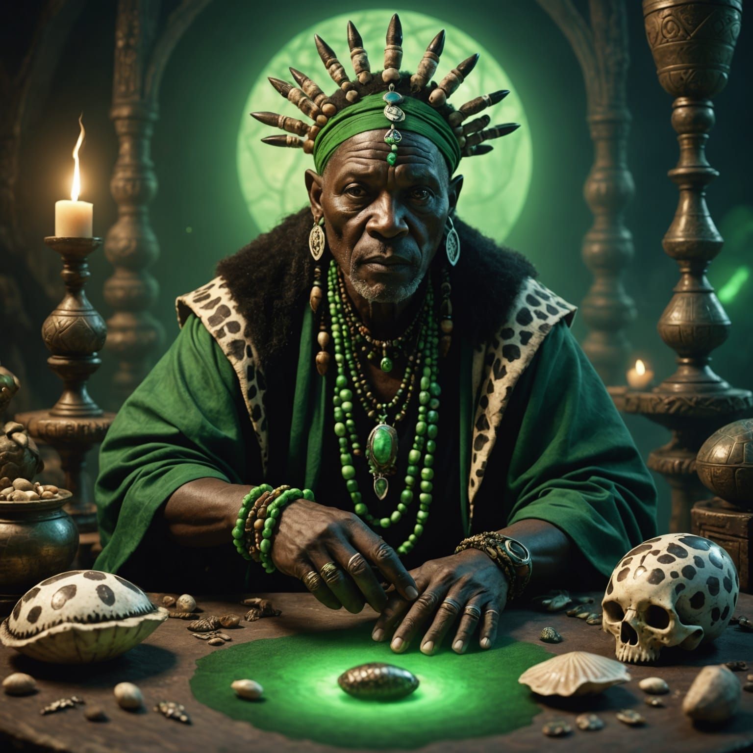 African Witch Doctor Divination with Spirits