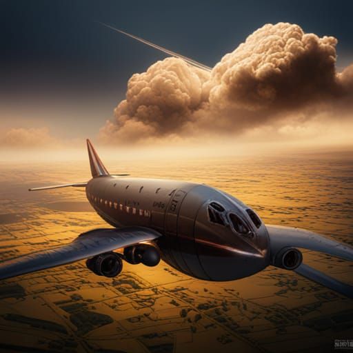 Fantastical Airplane in Detailed Matte Painting Style