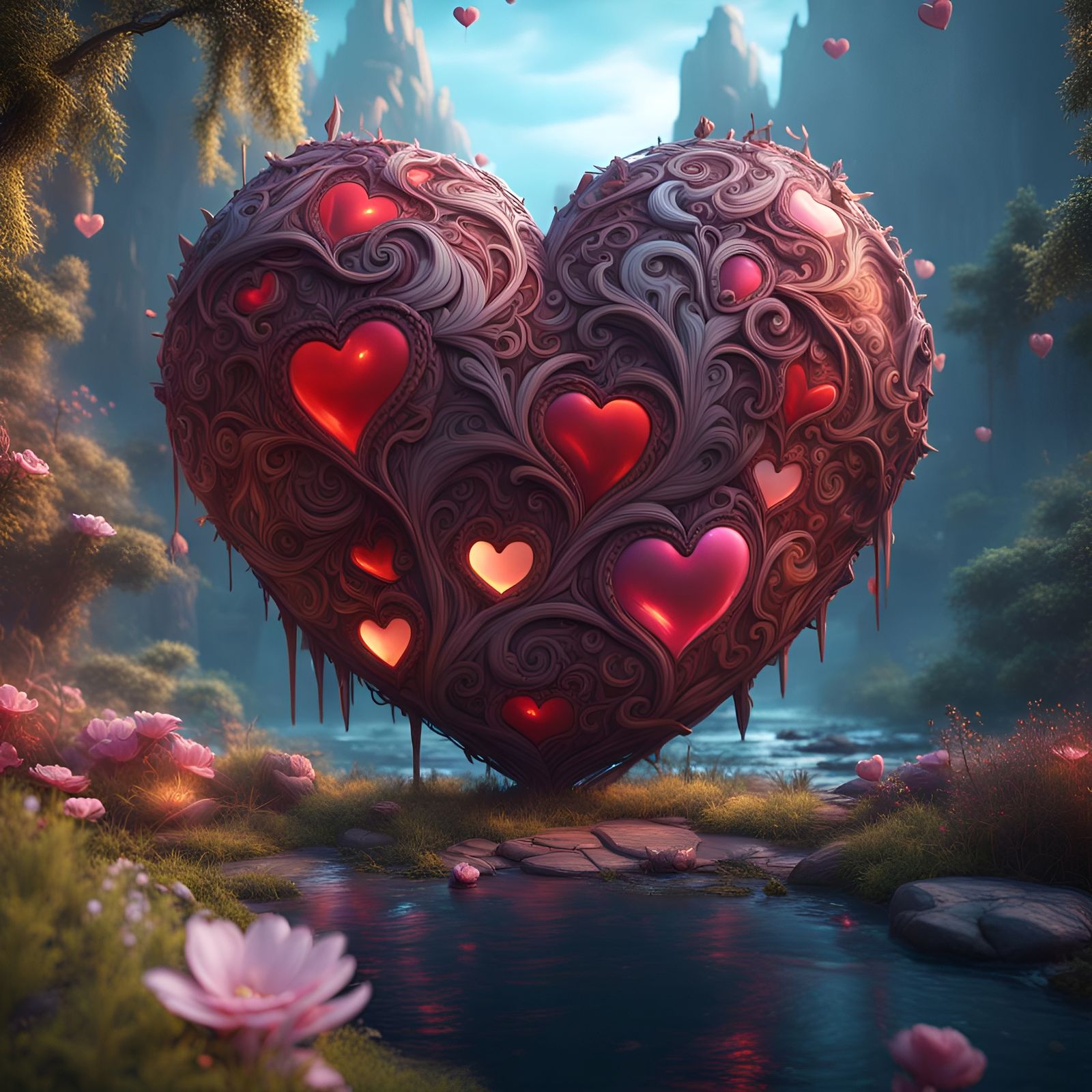 Beautiful Heart in Detailed Matte Painting Style