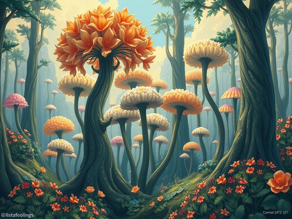 Giant Flower Forest: A Fantasy Landscape