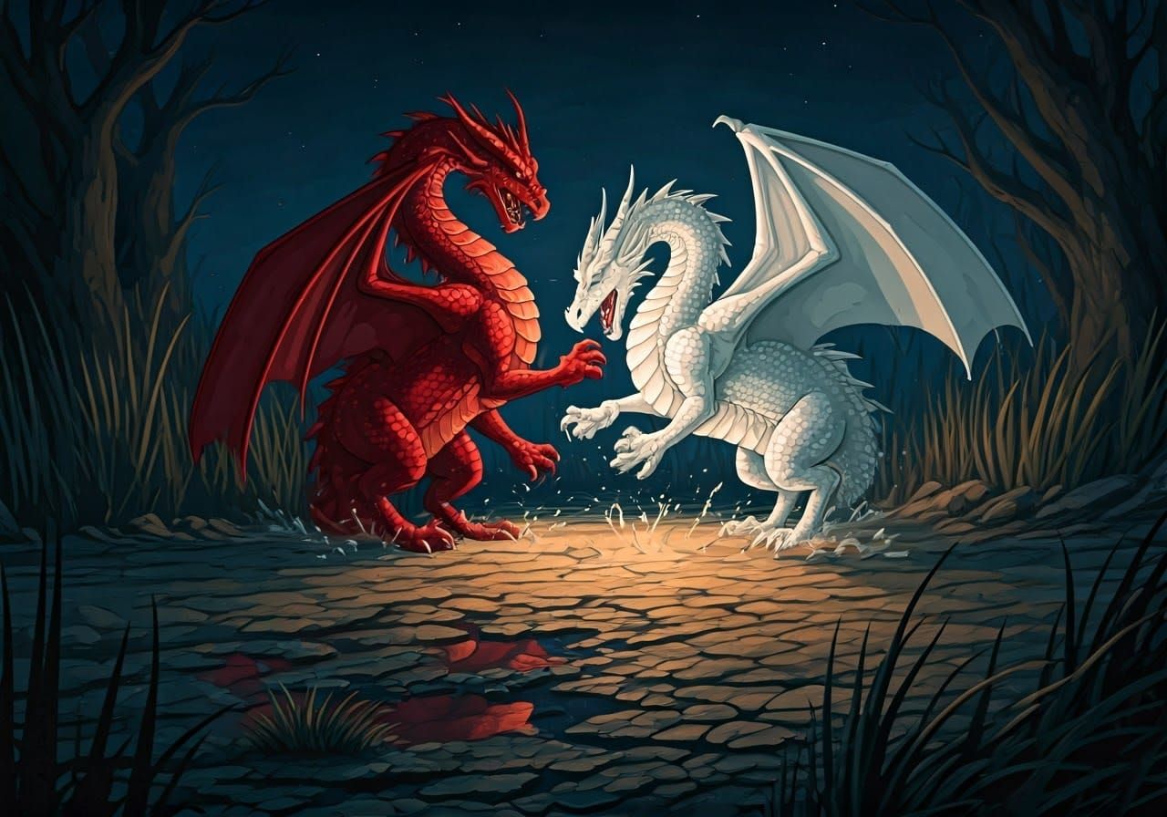 Dragons Clash in the Night: An Arthurian Legend