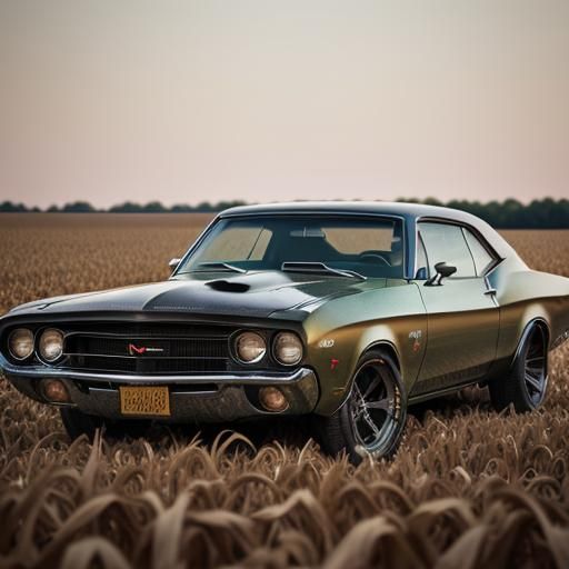 Classic Muscle Car in Cornfield, Professional Photography