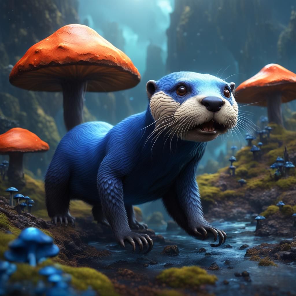 Fantastic Blue Otter in Volcanic World