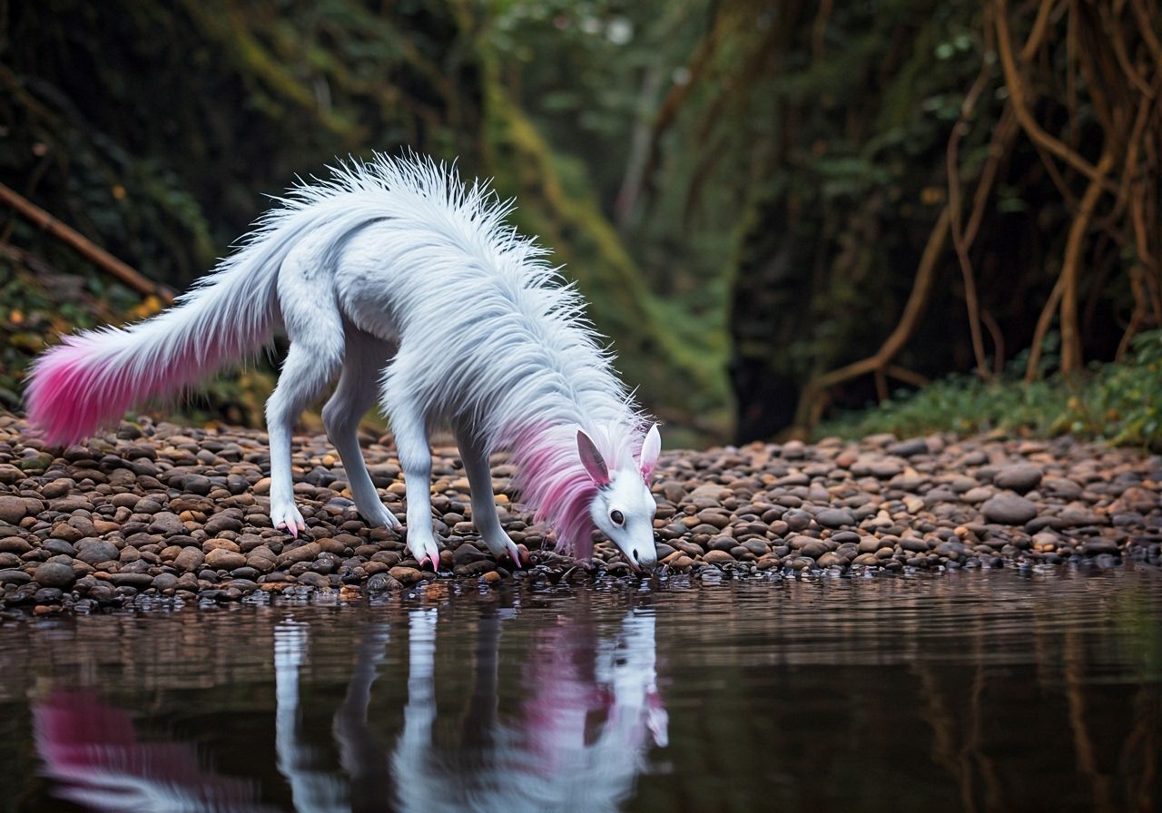 Silky Alien Dragon Creature in Pastel Landscape